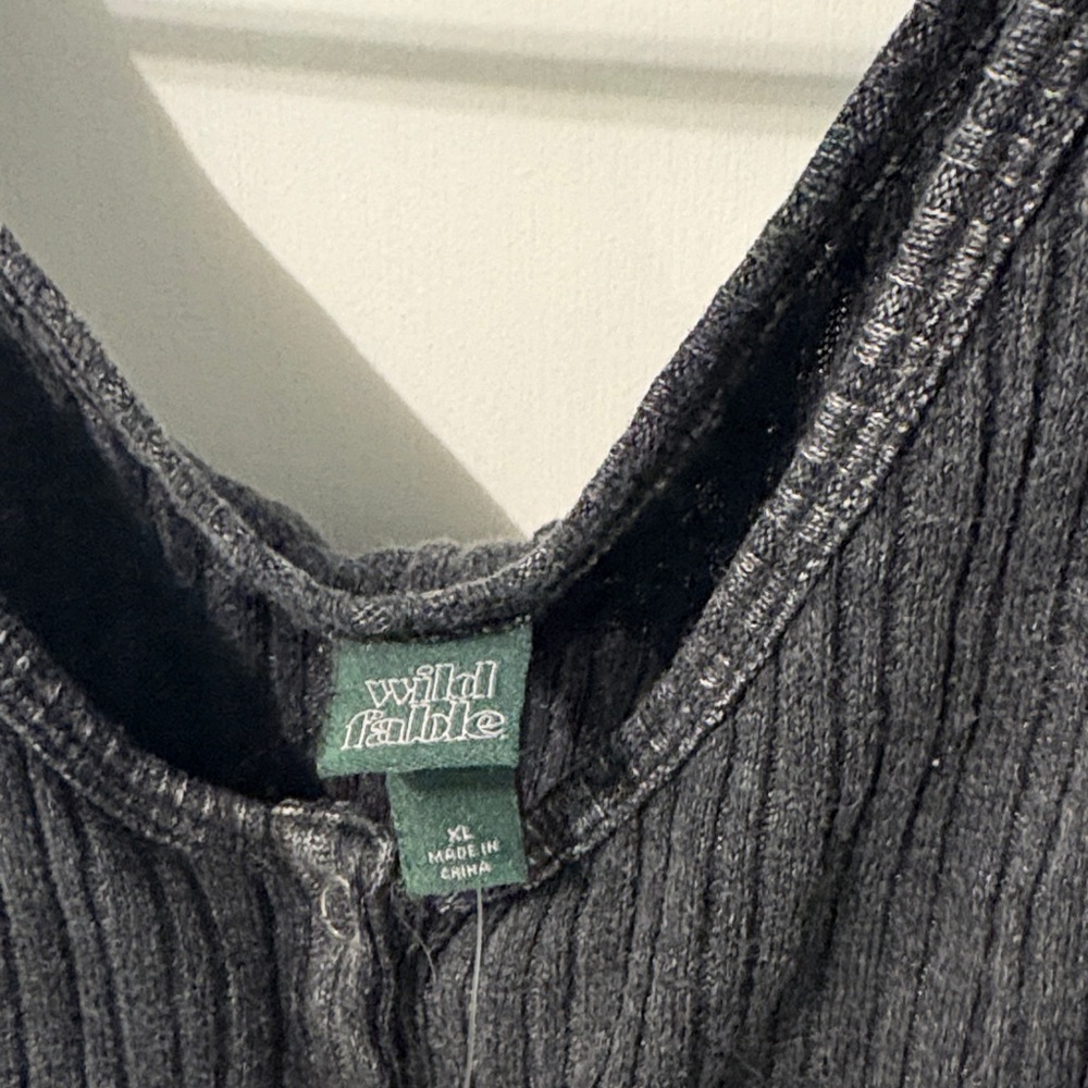 Target Charcoal Ribbed Button-Down Top - Picture 3 of 3